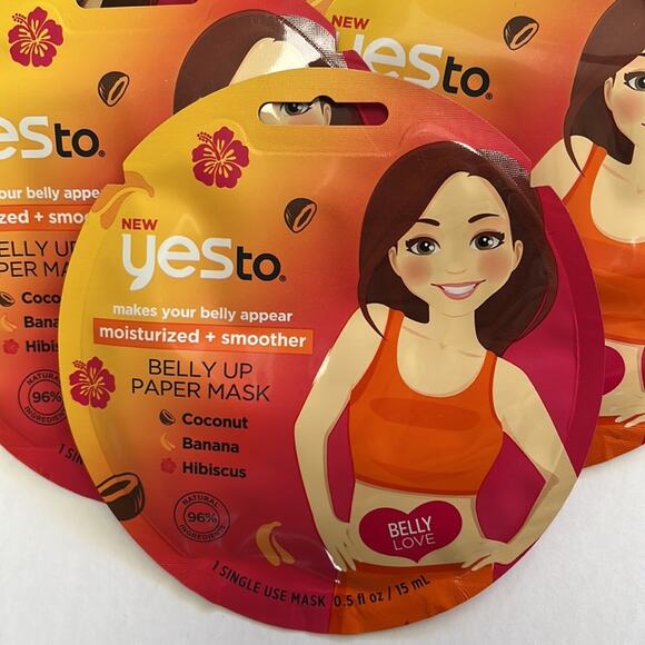YesTo Belly Up Paper Mask Single Use Moisturize Lot of 10 Coconut Banana Hibiscu - Picture 4 of 5